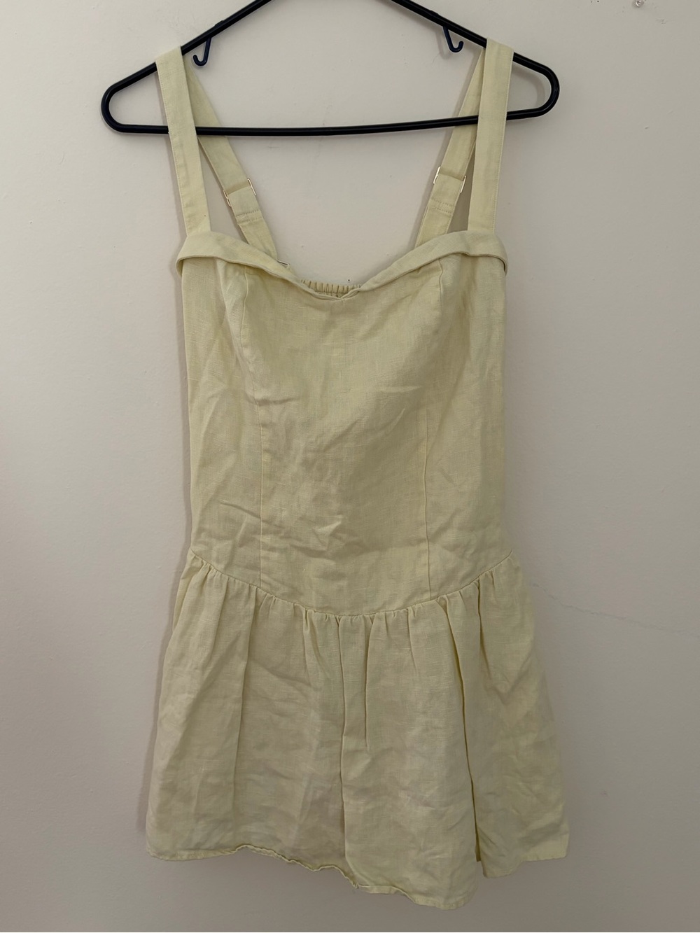 The A&F Collection Yellow Linen Blend Square Neck Smocked Romper - Picture 2 of 7